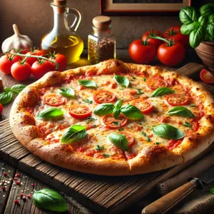 http://Pizza%20with%20a%20golden-brown%20crust,%20melted%20cheese,%20tomato%20sauce,%20and%20fresh%20basil%20leaves.